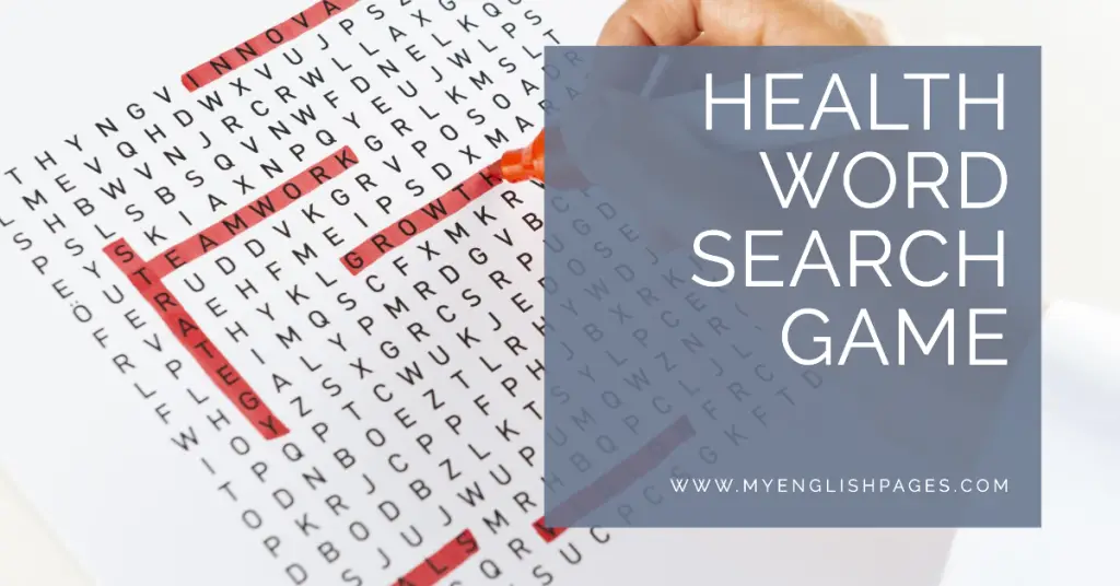 Health Word Search Game (Language Games For English Language Learners)