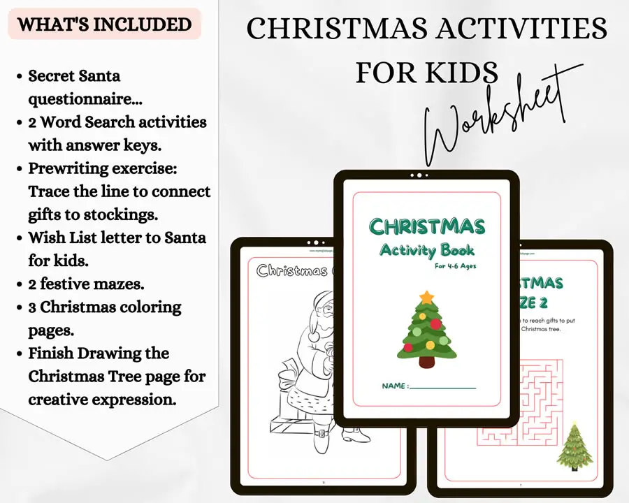 🎄 Christmas Activities Worksheets Free Printable for Kids 🎄 - Image 2