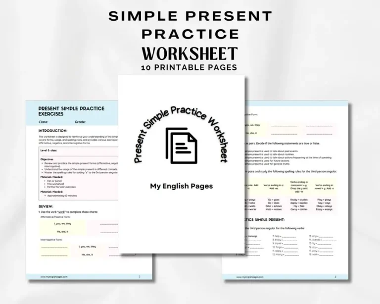 Present Simple Worksheet For English Learners (PDF)