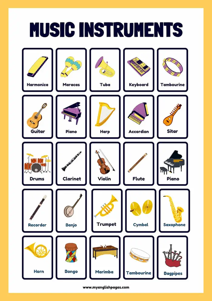 Music Instruments Names (Illustration)