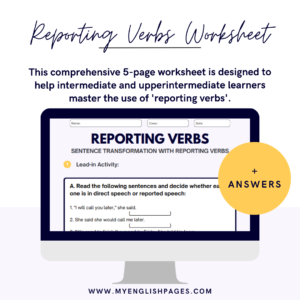 Reporting Verbs Worksheet