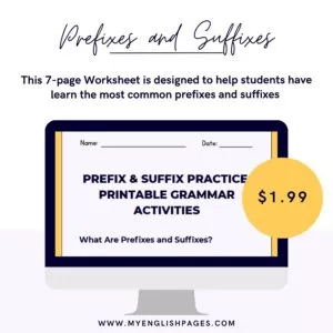Prefix and Suffix Worksheet
