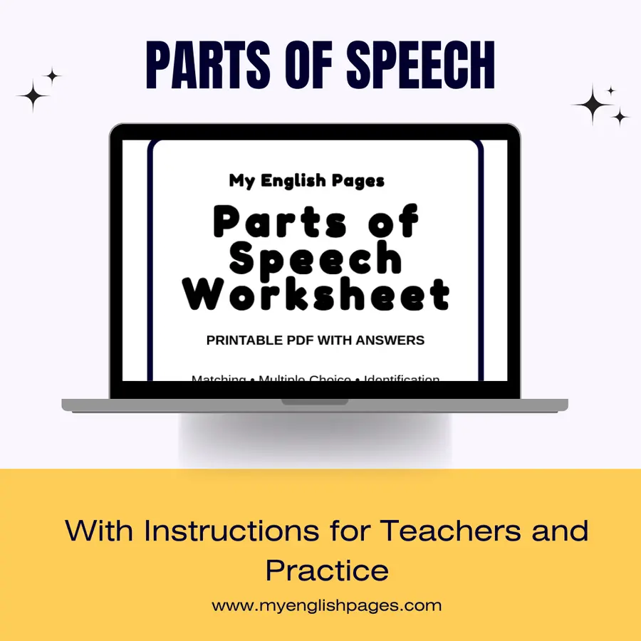 Parts of Speech Worksheet Mockup 1