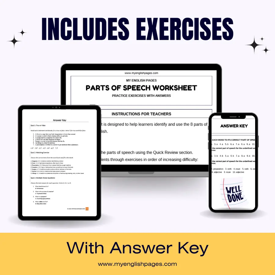Parts of Speech Worksheet Mockup 3