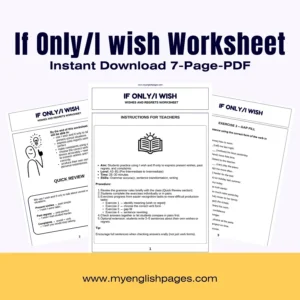 If Only and I Wish Worksheet Cover