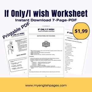 I Wish & If Only Worksheet