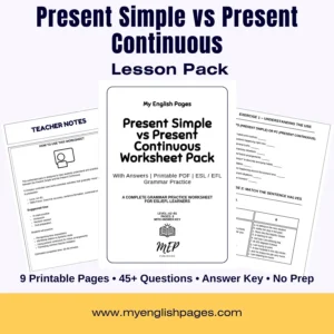 Present Simple Vs Present Continuous Worksheet (Cover)