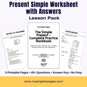 Present Simple Exercises PDF (Worksheet with Answers - Cover Mocup)