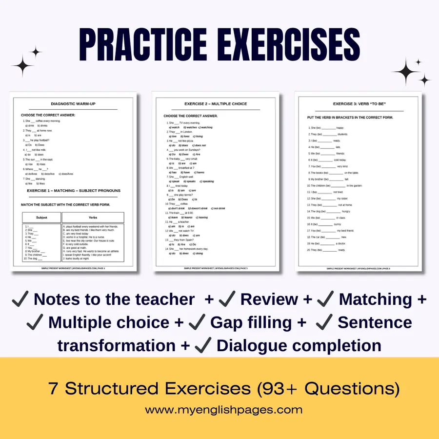 Present Simple Exercises PDF 2