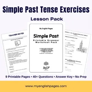 Simple past tense worksheet PDF (Cover)